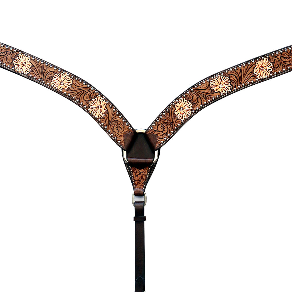 Comfytack Floral Horse Western Leather Breast Collar &amp; Headstall