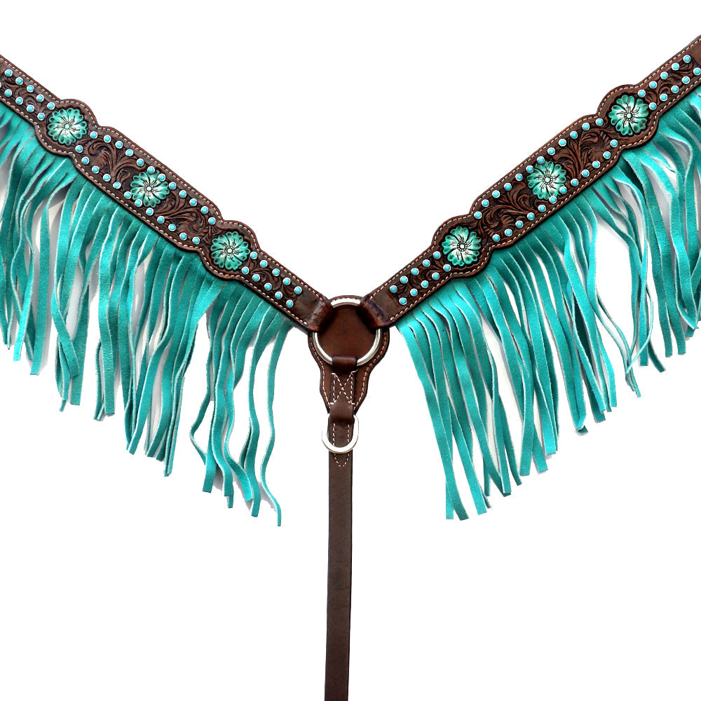 Comfytack Floral Horse Western Leather Breast Collar &amp; Headstall
