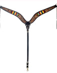 Western Horse Headstall And Floral Beaded Leather Breast Collar