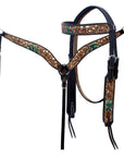 Hand-Carved Leather Western Headstall And Breast Collar Set For Training And Showing
