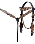 Hand-Carved Leather Western Headstall And Breast Collar Set For Training And Showing