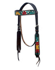 HILASON Western Horse Headstall & Breast Collar American Leather Floral Carving