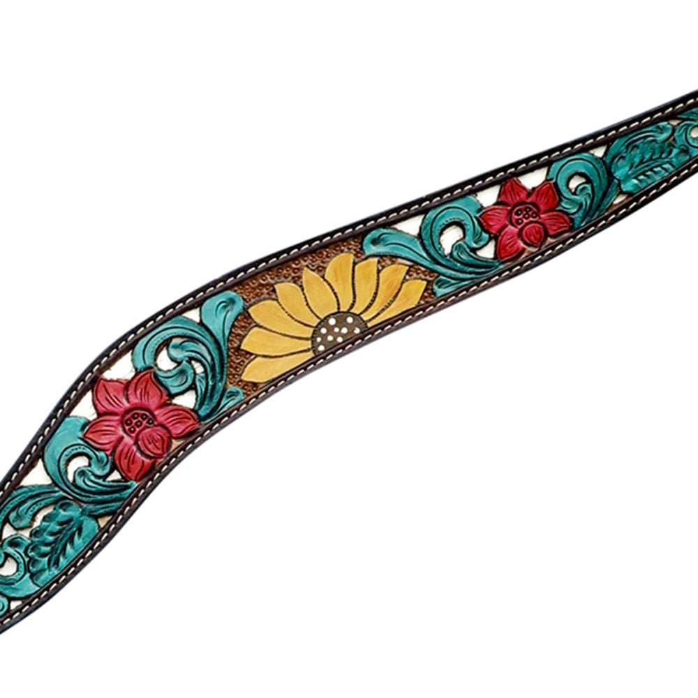 HILASON Western Horse Headstall &amp; Breast Collar American Leather Floral Carving