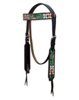 Hand-Carved Leather Western Headstall And Breast Collar Set For Training And Showing