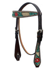 HILASON Western Horse Headstall & Breast Collar American Leather Floral Carving