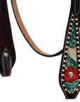 HILASON Western Horse Headstall & Breast Collar American Leather Floral Carving