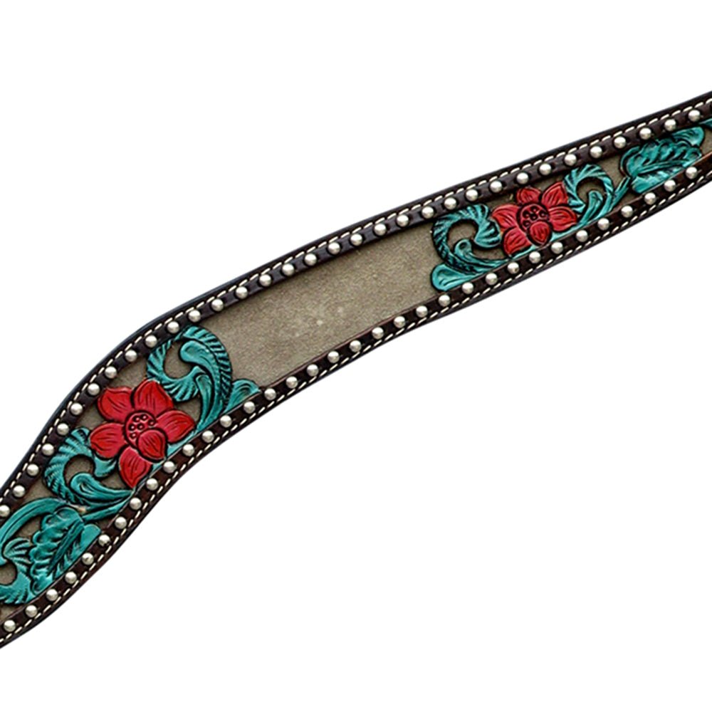 HILASON Western Horse Headstall &amp; Breast Collar American Leather Floral Carving