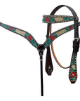 Hilason Horse Floral Hand Carved American Leather Breast Collar Headstall Brown