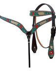 HILASON Western Horse Headstall & Breast Collar American Leather Floral Carving
