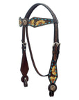 Hand-Carved Leather Western Headstall And Breast Collar Set For Training And Showing