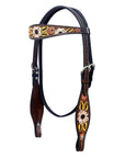 HILASON Western Horse Headstall & Breast Collar American Leather Floral Carving