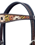HILASON Western Horse Headstall & Breast Collar American Leather Floral Carving