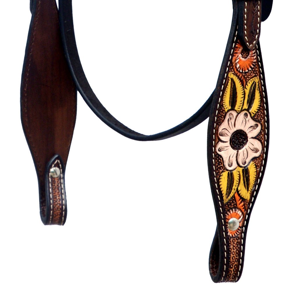 HILASON Western Horse Headstall &amp; Breast Collar American Leather Floral Carving