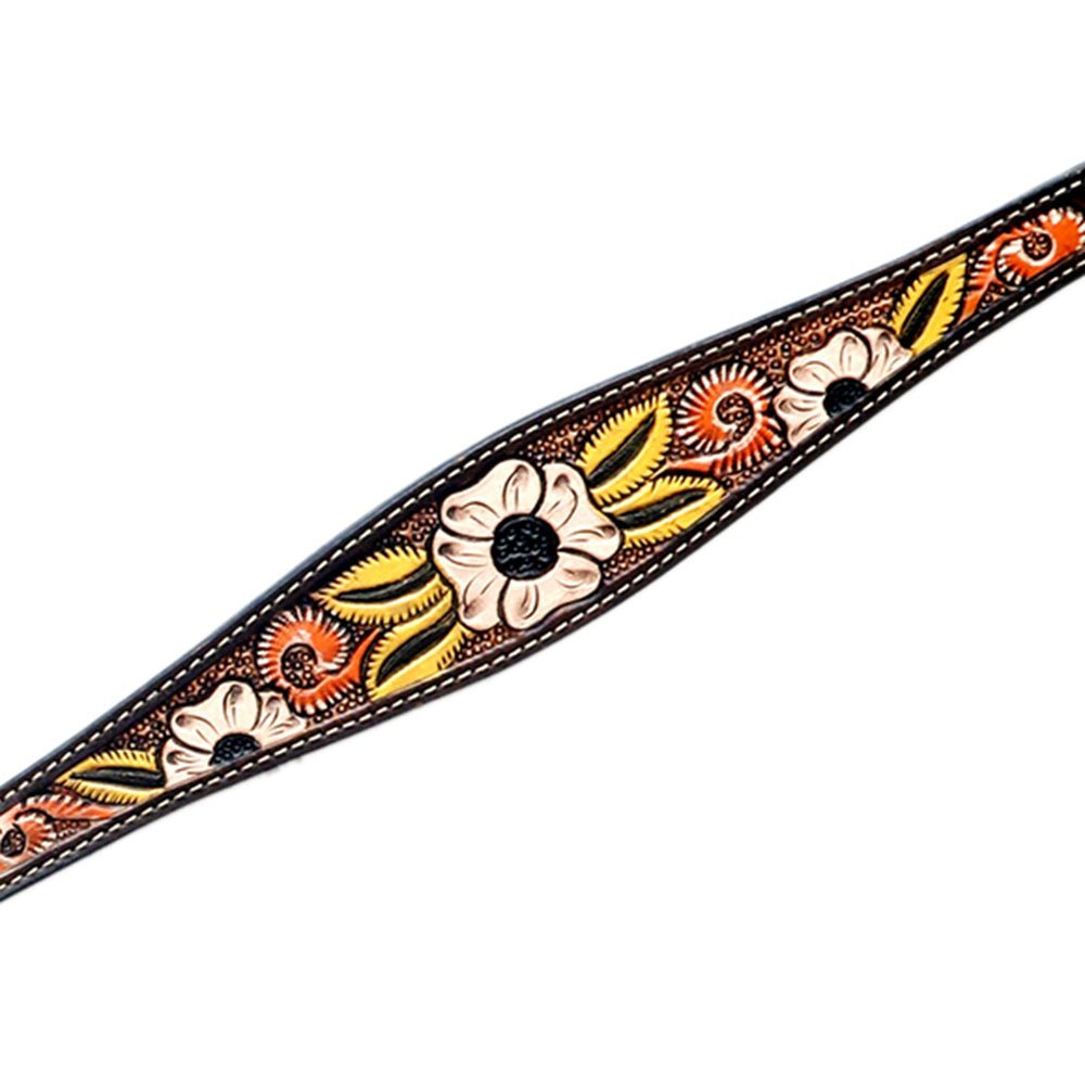 HILASON Western Horse Headstall &amp; Breast Collar American Leather Floral Carving