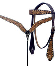 Hand-Carved Leather Western Headstall And Breast Collar Set For Training And Showing