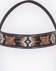 Hilason Horse Floral Hand Carved American Leather Breast Collar Headstall W/ Beaded Work Brown