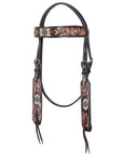 Western Horse Headstall And Floral Beaded Leather Breast Collar