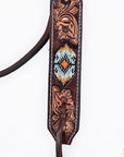 Western Horse Headstall And Floral Beaded Leather Breast Collar