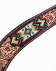Western Horse Headstall And Floral Beaded Leather Breast Collar