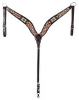 Western Horse Headstall And Floral Beaded Leather Breast Collar