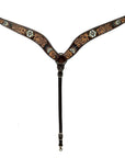 Hilason Horse Floral Hand Carved American Leather Breast Collar Headstall W/ Beaded Work Brown