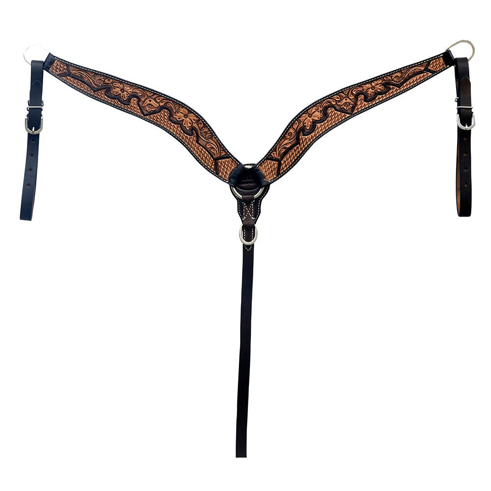 Hand-Carved Leather Western Headstall And Breast Collar Set For Training And Showing