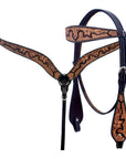Hand-Carved Leather Western Headstall And Breast Collar Set For Training And Showing