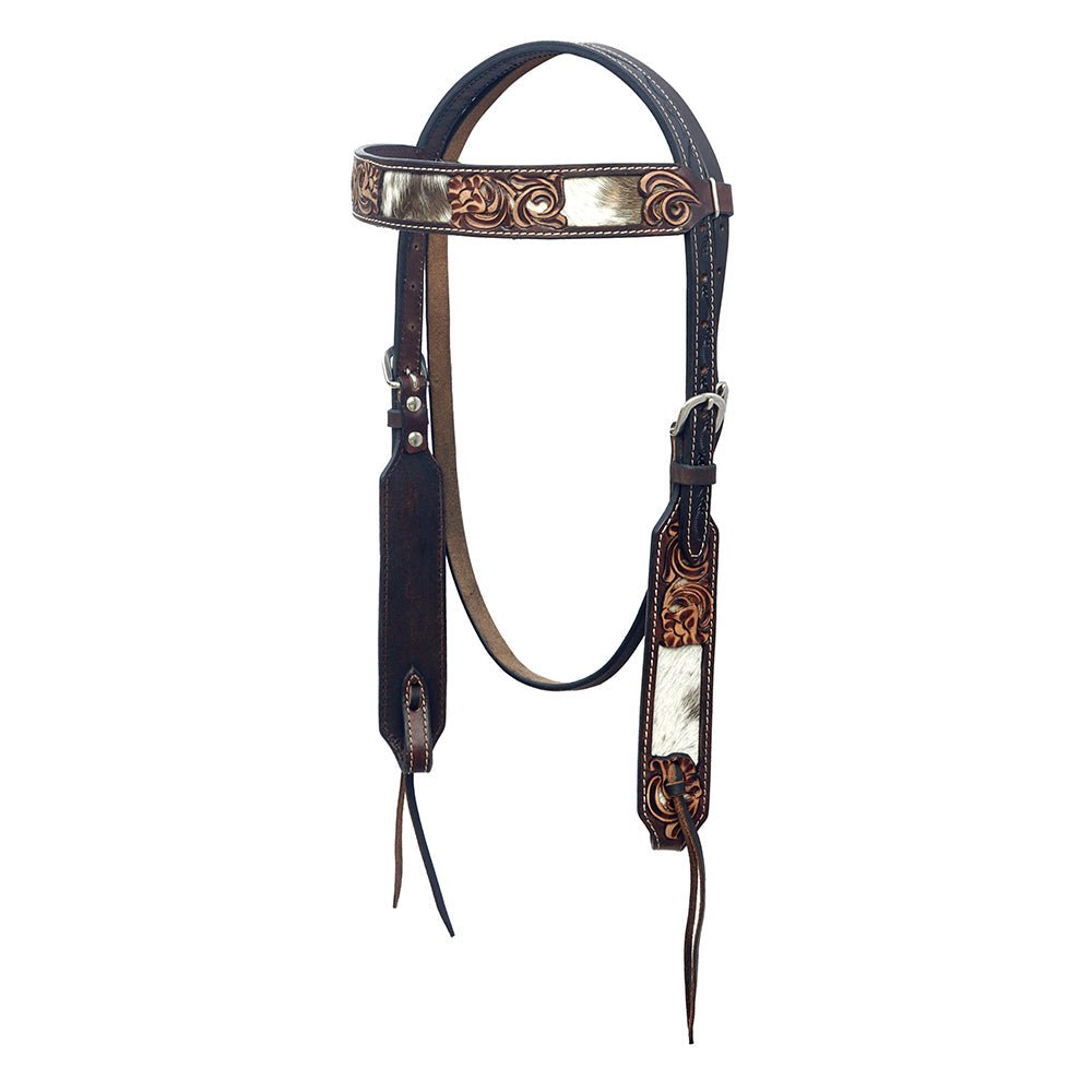 Hand-Carved Leather Western Headstall And Breast Collar Set For Training And Showing