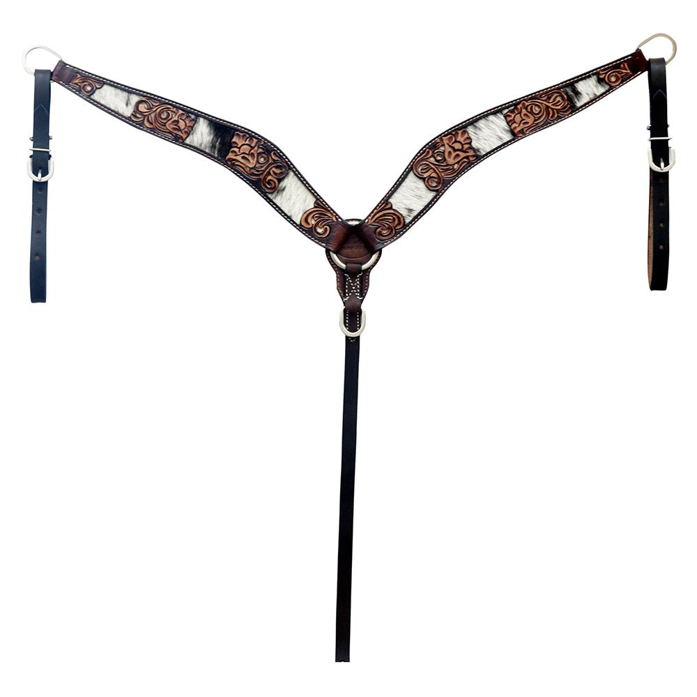 Hand-Carved Leather Western Headstall And Breast Collar Set For Training And Showing