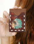 OHLAY SOHCCG102C Card-Holder Hand Tooled Genuine Leather women bag western handbag purse
