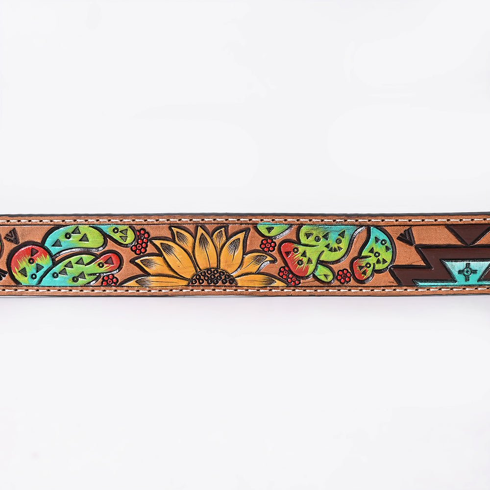 OHLAY Beautifully hand tooled Genuine American Leather Belt Men and Women Painted