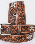 OHLAY Beautifully hand tooled Genuine American Leather Belt Men and  Women