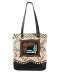 Ohlay Bags OHV113 Tote Hand Tooled Upcycled Canvas Genuine Leather Women Bag Western Handbag Purse