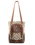 Ohlay Bags OHV114 Tote Hand Tooled Upcycled Canvas Genuine Leather Women Bag Western Handbag Purse