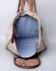 OHLAY WEEKENDER Upcycled Canvas Hair-on Genuine Leather women bag western handbag purse