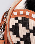 Ohlay Bags OHV119 Canteen Upcycled Wool Canvas Hair-On Genuine Leather Women Bag Western Handbag Purse