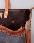 OHLAY WEEKENDER Upcycled Wool Embossed  Genuine Leather women bag western handbag purse