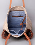 OHLAY Weekender Upcycled Canvas Hair-On Genuine Leather Women Bag Western Handbag Purse | Womens Handbags Belt for Summer