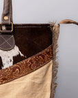 OHLAY OHV130 HOBO Upcycled Canvas Embossed Hair-on Genuine Leather women bag western handbag purse