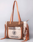 OHLAY OHV131 HOBO Upcycled Canvas Hair-on Genuine Leather women bag western handbag purse