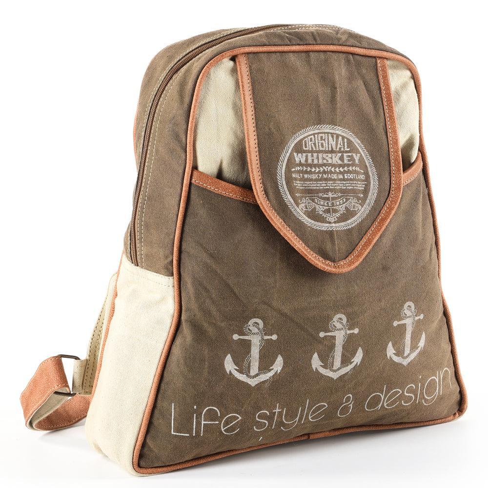 Ohlay Bags OHV164 Backpack Upcycled Canvas Genuine Leather Women Bag Western Handbag Purse