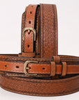 HILASON Western Genuine Leather Belt for Men Women Cowboy Cowgirl Handmade Unisex Full Grain Heavy Duty Tooled Belt for Jeans
