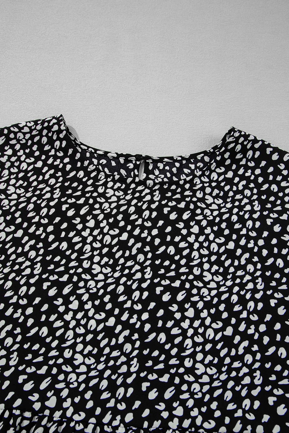Plus Size Leopard Ruffle Tiered Keyhole Blouse