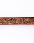 Unisex Western Handmade Full Grain Leather Belt With Floral Tooling