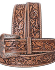 COMFYTACK Western Genuine Leather Belt for Men Women Cowboy Cowgirl Handmade Unisex Full Grain Heavy Duty Floral Tooled Belt