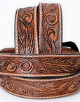 COMFYTACK Western Genuine Leather Belt for Men Women Cowboy Cowgirl Handmade Unisex Full Grain Heavy Duty Floral Tooled Belt