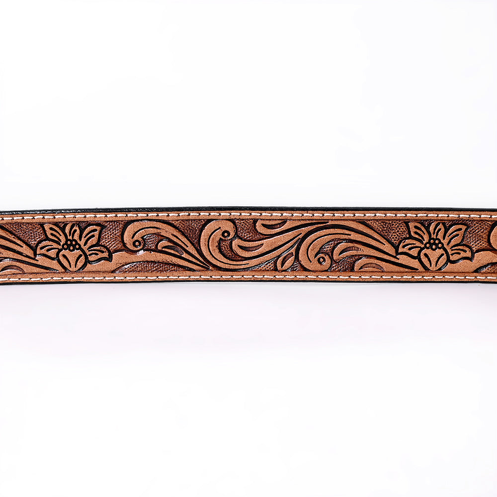 COMFYTACK Western Genuine Leather Belt for Men Women Cowboy Cowgirl Handmade Unisex Full Grain Heavy Duty Floral Tooled Belt