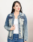 ADJKT024 Genuine leather Hand tooled hand carved Women 100% cotton Denim jacket  dress ladies girl