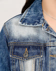 ADJKT029 Genuine leather Hand tooled hand carved Women 100% cotton Denim jacket  dress ladies girl