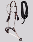 Hilason Western Horse Noseband Genuine Leather Rein With Bosal Set White / Black